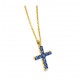 Gargantilla cruz de oro amarillo con zafiros azules de Lecarre