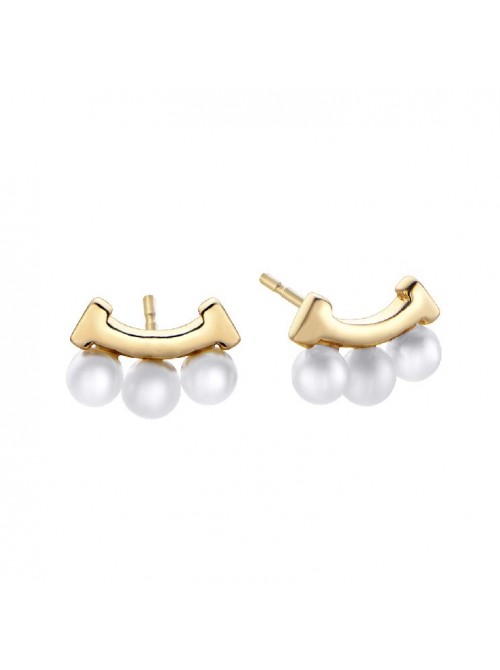 Pendientes Pearl, mini 3 perlas trepador, dorado de Duran Exquse