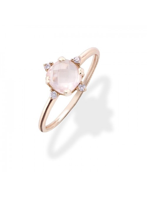 Anillo Aurum diamantes, Cuarzo Rosa Antic Briolet, oro rosa 18k de Duráan Exquse