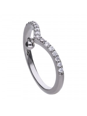 Diamonfire anillo de plata en forma de V
