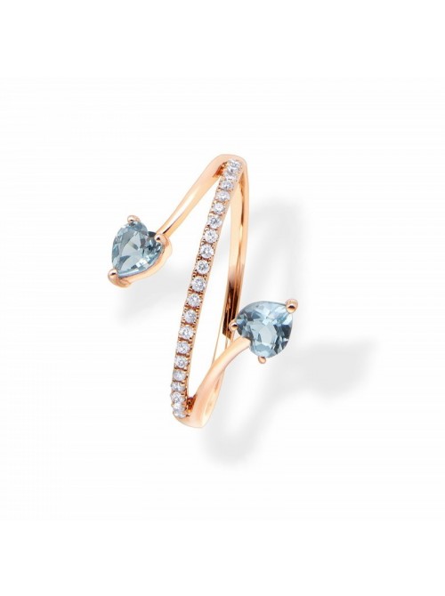 Anillo doble Aurum de Duran Exquse de oro 18K , diamante y topacio azul