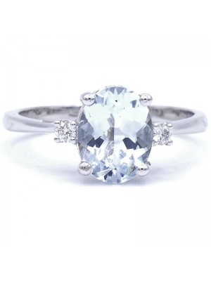 Davite & Delucchi anillo en oro blanco con aguamarina y diamantes