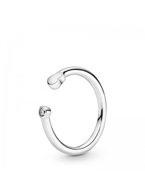 Pandora anillo en plata de Ley Abierto Corazones Lisos