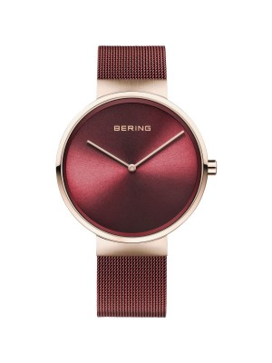 Bering, reloj de hombre rojo con correa de malla milanesa roja