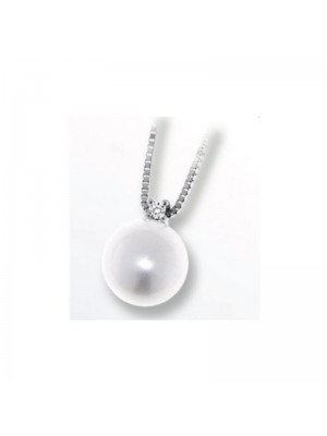 Collar Classic Line, en oro blanco, diamante y perla de Davite&Delucchi