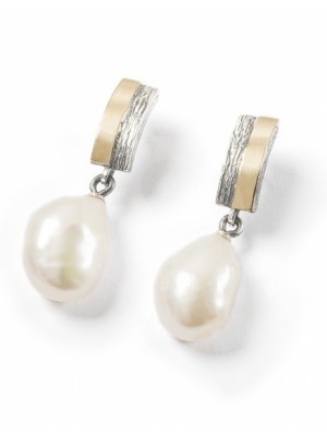 Styliano, pendientes de plata, oro y perlas colgantes