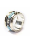 Styliano anillo antiestres de plata, oro, y Howlita