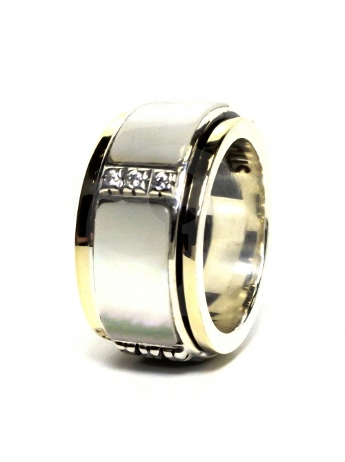 Styliano anillo antiestress en plata oro y madreperla
